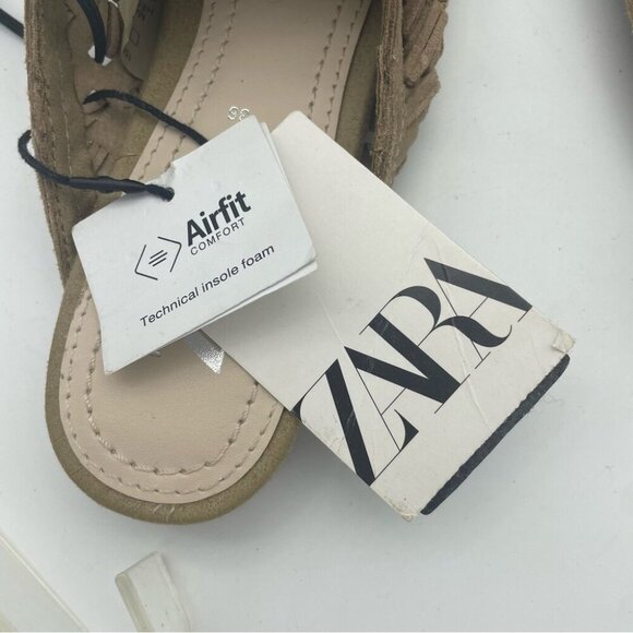 NWT  Zara Women Flat braided leather mules with tassels, Sz 36 - Picture 13 of 16